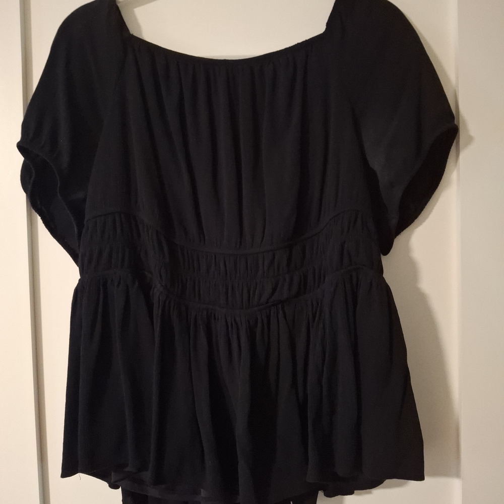torrid Black Gathered Peasant Blouse